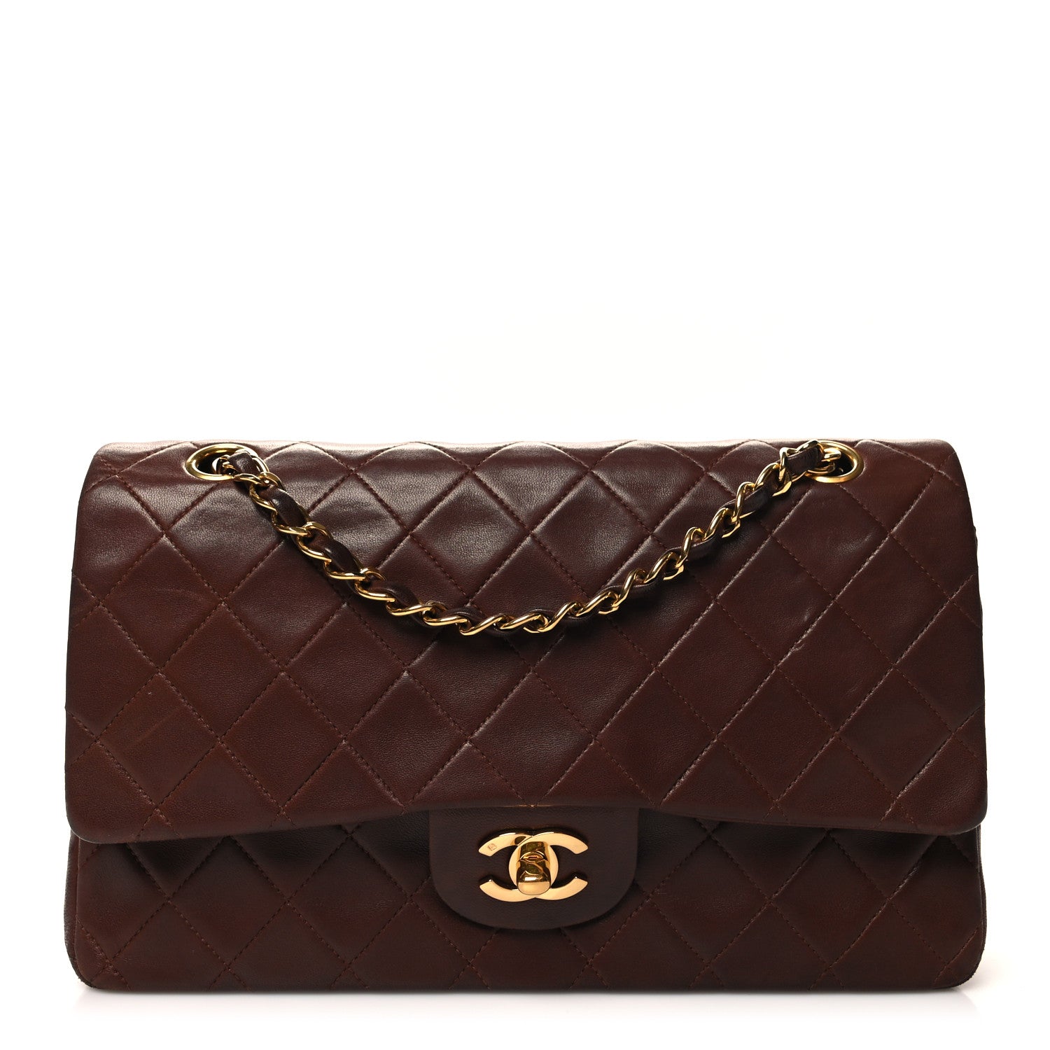 Chanel Lambskin Quilted Medium Double Flap Dark Brown 1 of 13