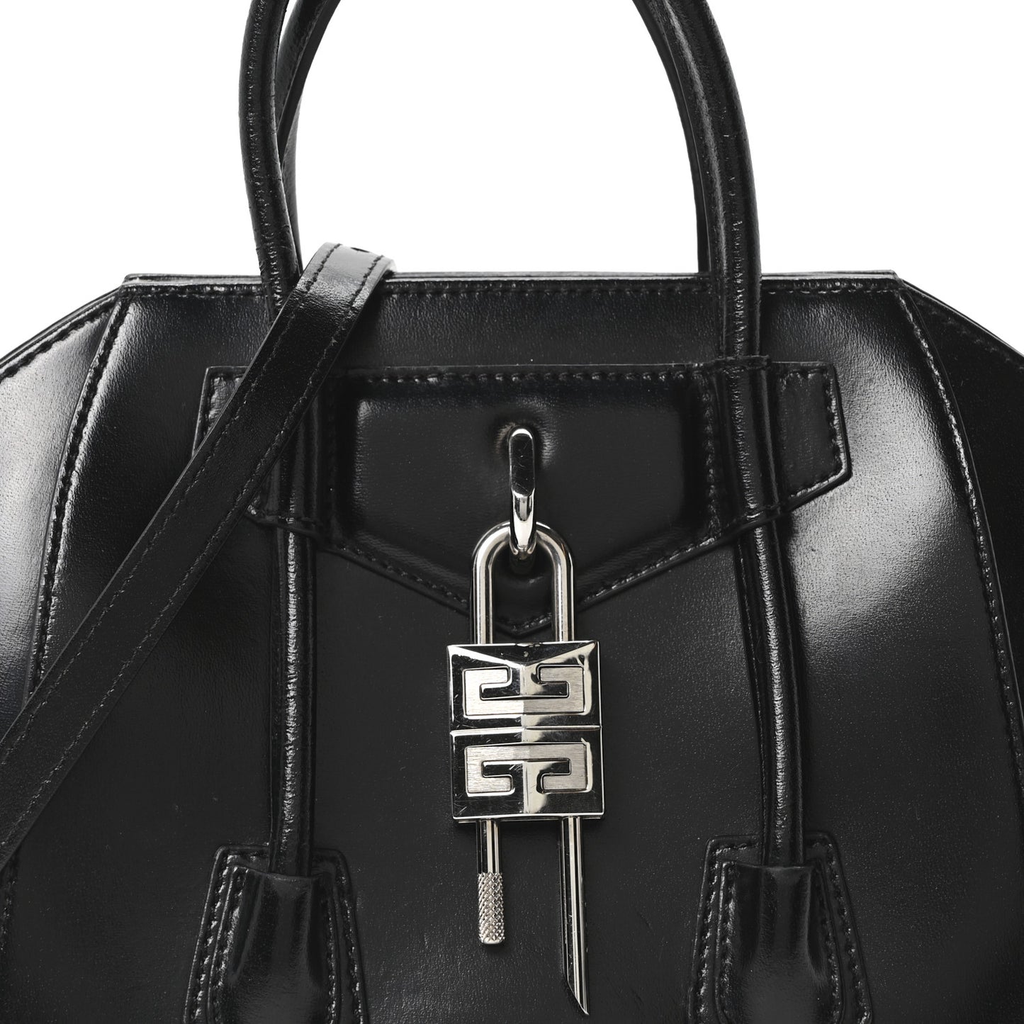 Box Calfskin Mini Lock Antigona Shoulder Bag Black