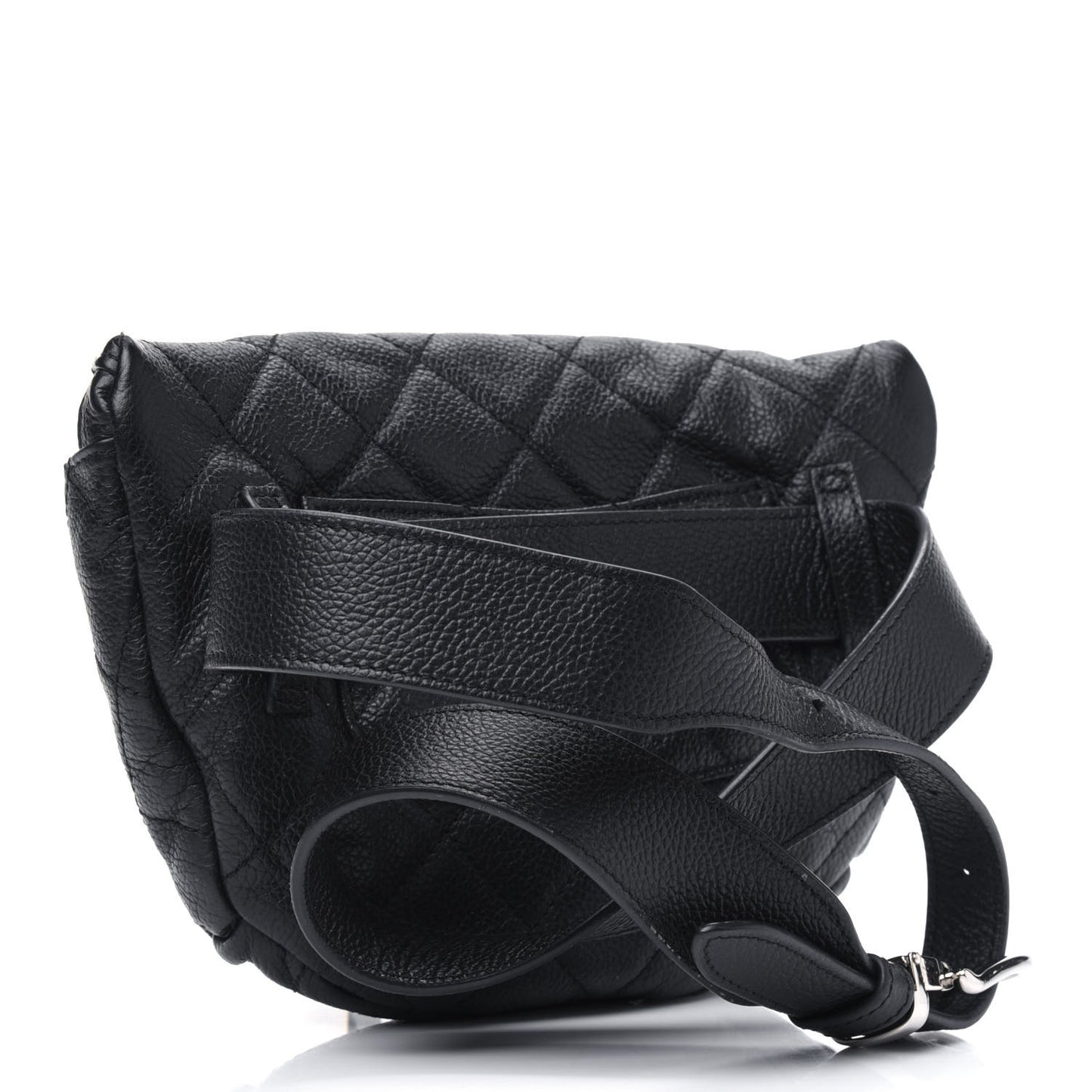 Grained Calfskin Quilted Waist Belt Bag Black