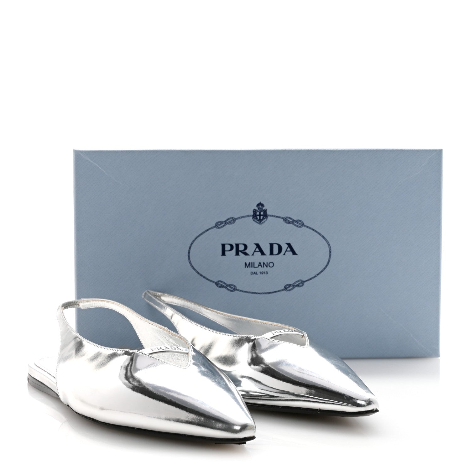 Prada Metallic Calfskin Slingback Ballerinas 39.5 Silver 1809936 –  FASHIONPHILE