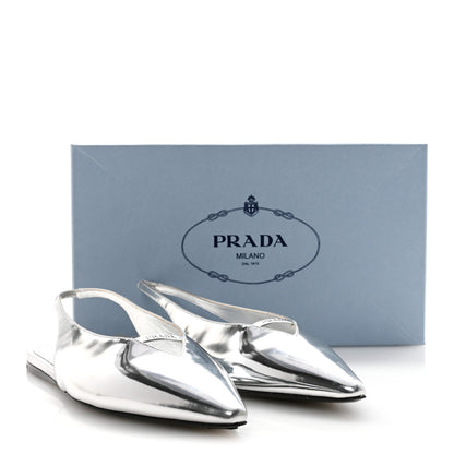 Prada Metallic Calfskin Slingback Ballerinas 39.5 Silver 9 of 9