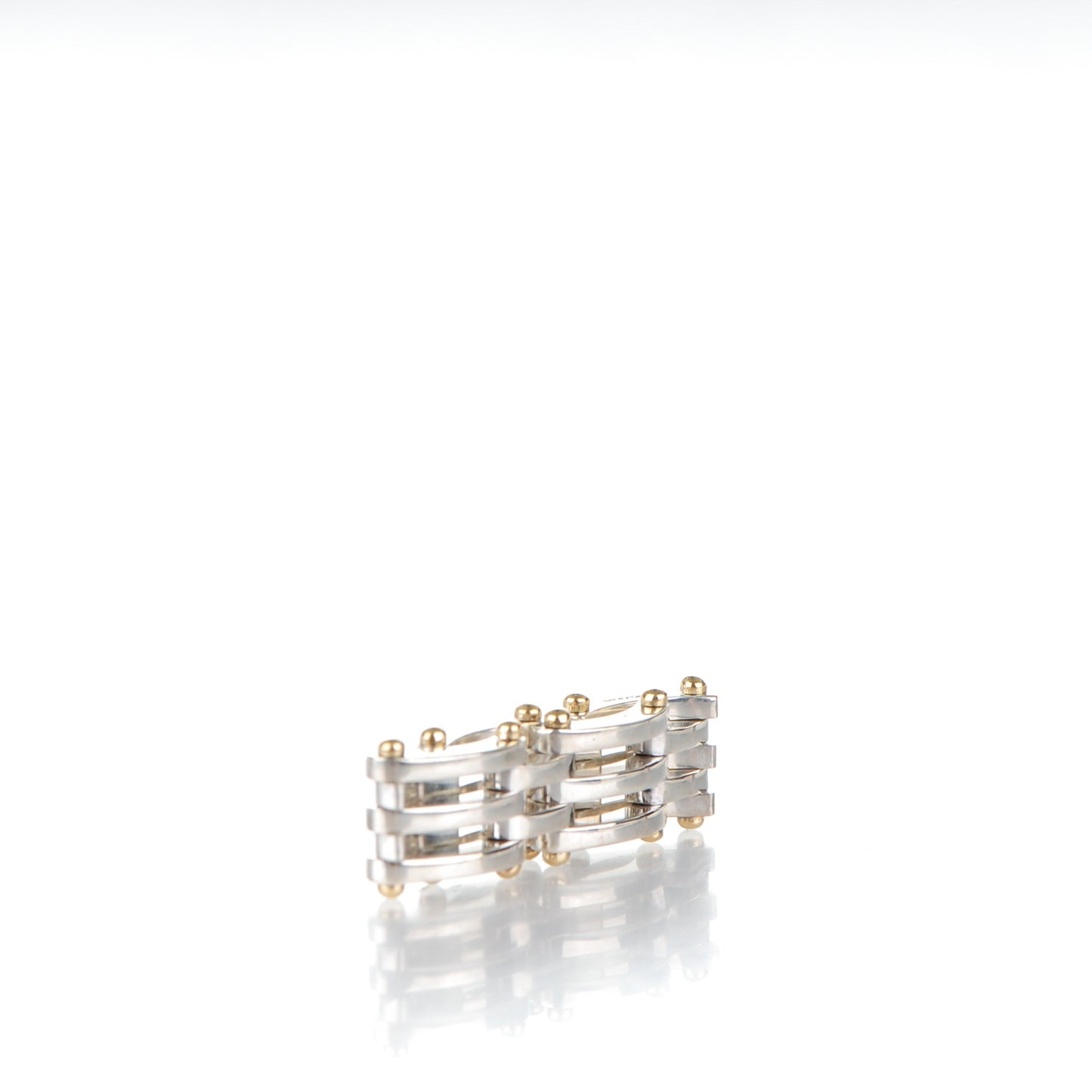 Sterling Silver 18K Yellow Gold Gatelink Ring 58 8.5