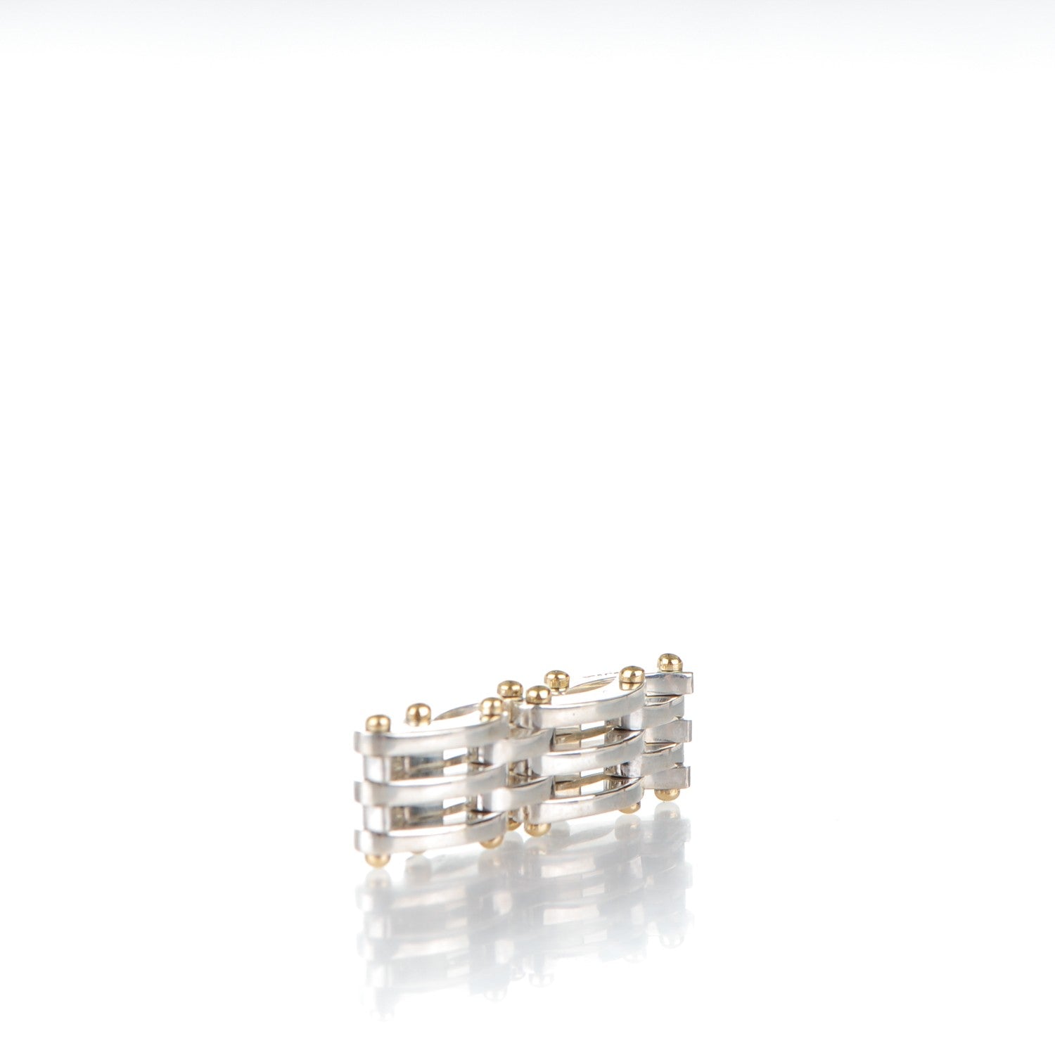 Tiffany Sterling Silver 18K Yellow Gold Gatelink Ring 58 8.5 6 of 6