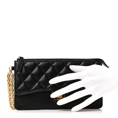 Chanel Aged Calfskin Quilted 2.55 Reissue Pouch With Chain Handle Black 5 of 27