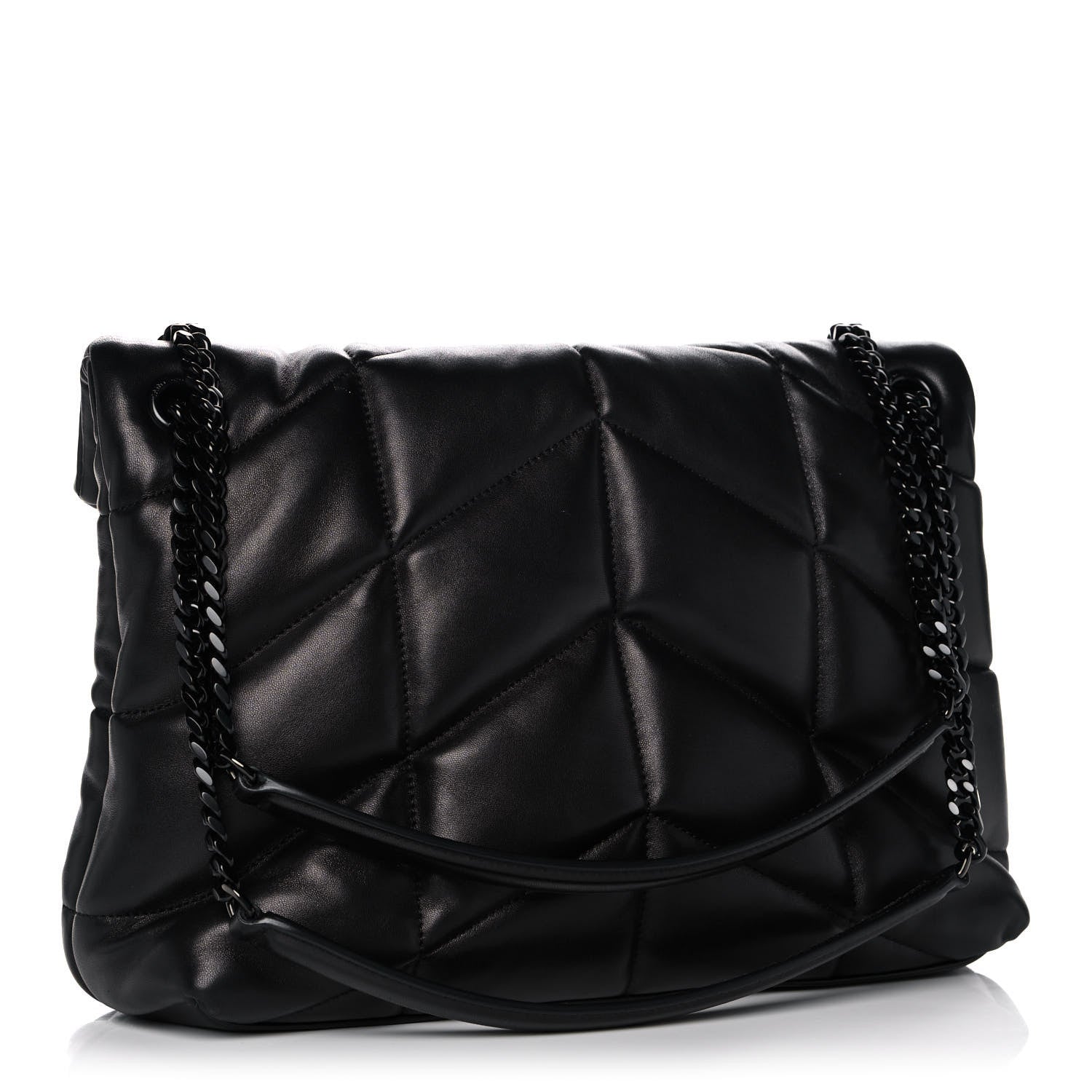 Saint Laurent Lambskin Quilted Medium Loulou Puffer Monogram Chain Satchel Black 3 of 16