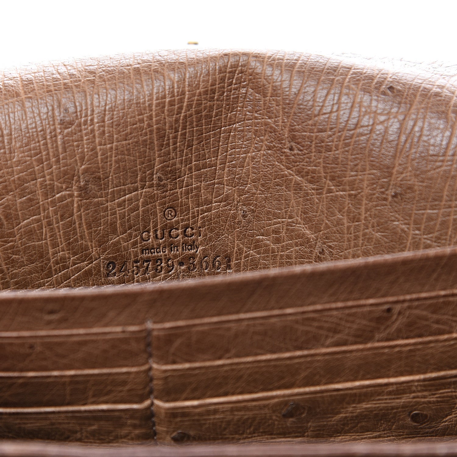 Gucci Ostrich 1973 Continental Clutch Wallet Brown 5 of 12
