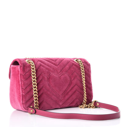 Gucci Velvet Matelasse Small GG Marmont Shoulder Bag Light Raspberry Rose 3 of 8