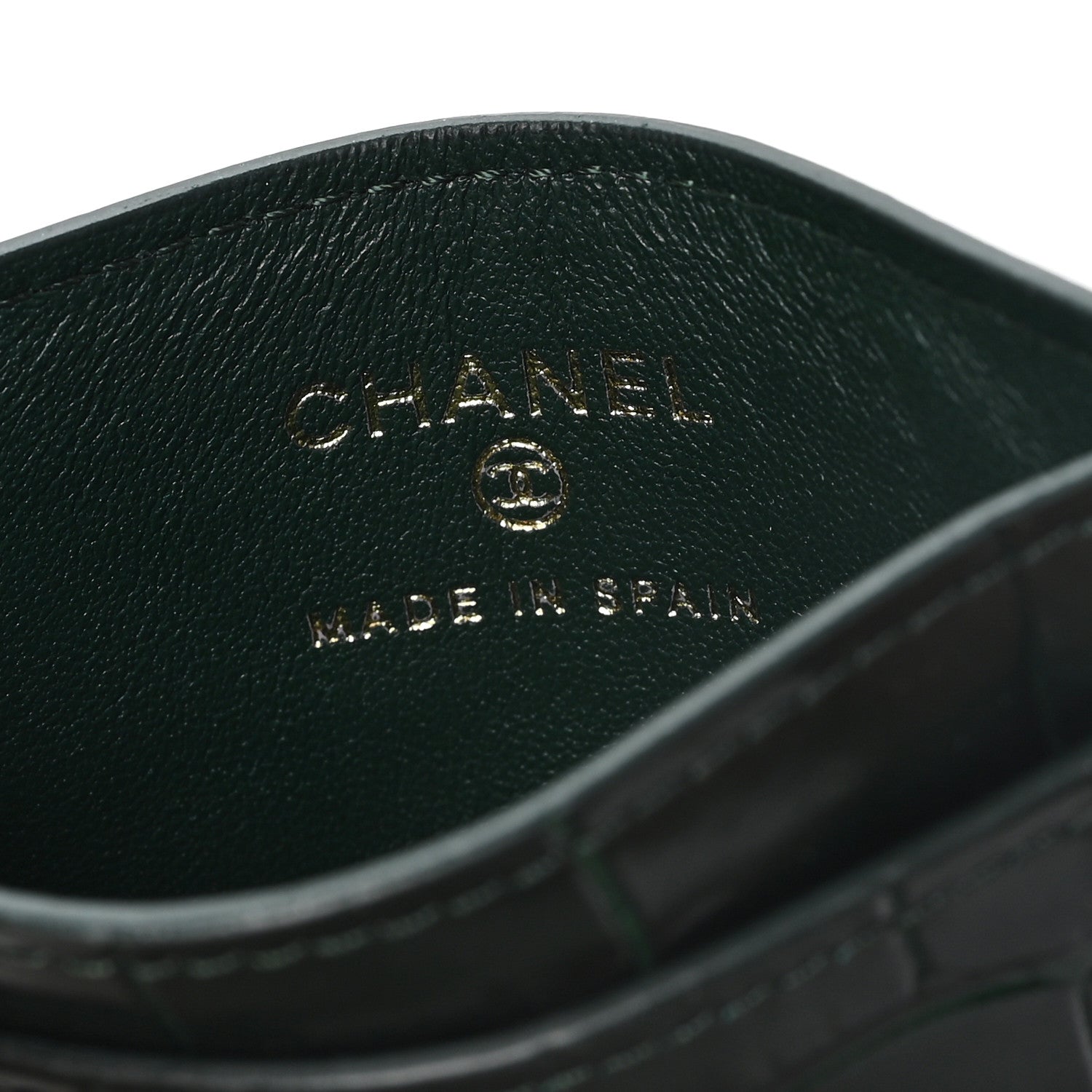 Chanel Calfskin Crocodile Embossed Crococo Card Holder Emerald 6 of 7