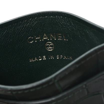 Chanel Calfskin Crocodile Embossed Crococo Card Holder Emerald 6 of 7