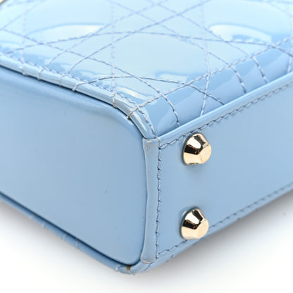 Christian Dior Patent Cannage Micro Lady Dior Cornflower Blue 8 of 9