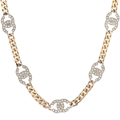 Chanel Crystal Chain CC Link Choker Gold Silver 1 of 5