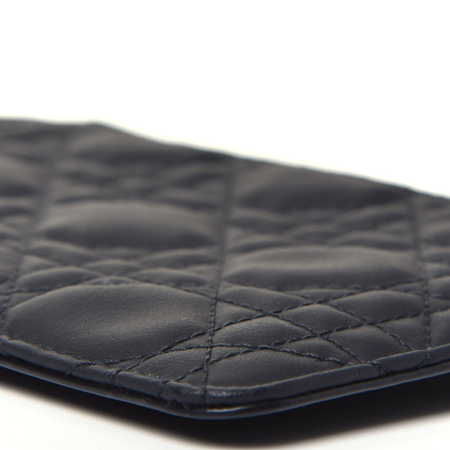 Ultra Matte Calfskin Cannage Lady Dior Zip Wallet With Strap Black