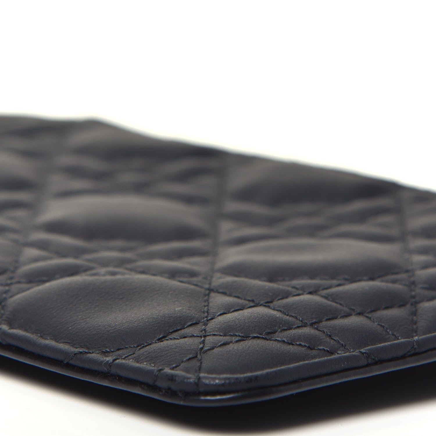 Christian Dior Ultra Matte Calfskin Cannage Lady Dior Zip Wallet With Strap Black 6 of 7