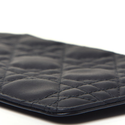 Christian Dior Ultra Matte Calfskin Cannage Lady Dior Zip Wallet With Strap Black 6 of 7