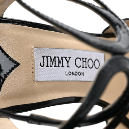 Jimmy Choo Patent Calfskin Lance Sandals 35 Black 9 of 10
