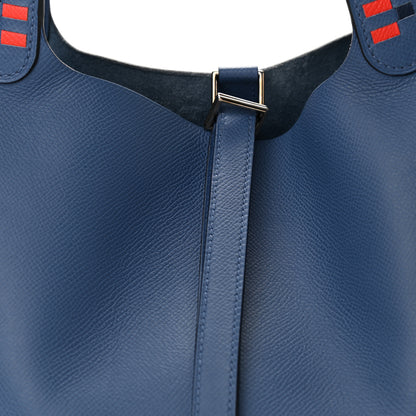 Hermes Epsom Tressage De Cuir Picotin Lock 22 MM Bleu Encre Brique Black 8 of 10