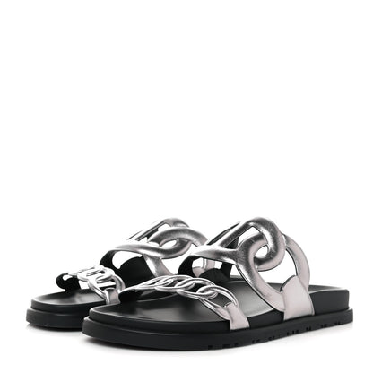 Hermes Nappa Extra Sandals 38.5 Gris Argent 3 of 8