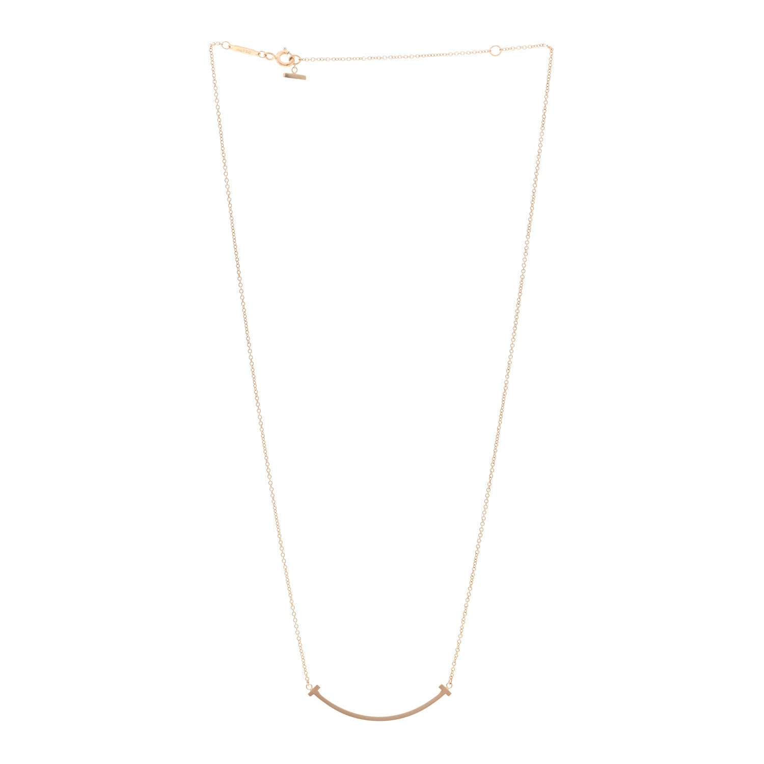 Tiffany 18K Rose Gold Small T Smile Pendant Necklace 3 of 4