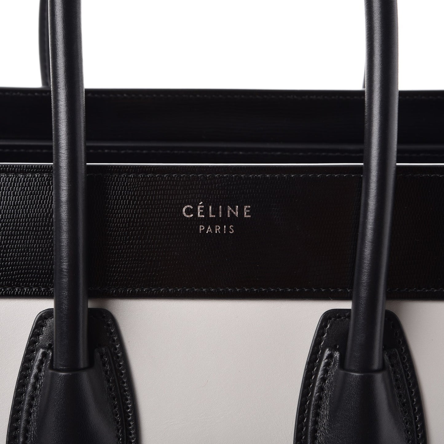 Sleek Calfskin Micro Bi-Color Luggage Black White