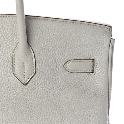 Hermes Taurillon Clemence Lizard Club Birkin 35 Gris Perle White Mykonos 17 of 39
