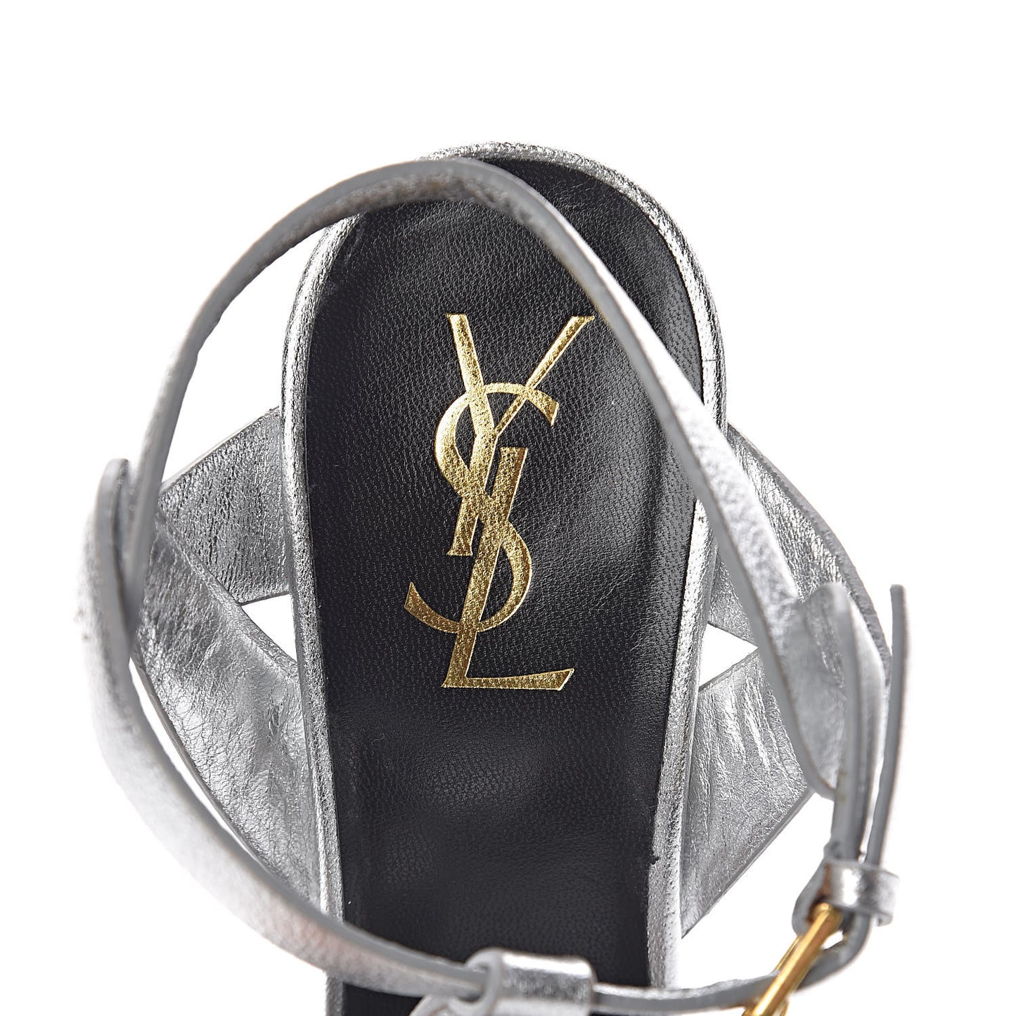 Metallic Calfskin Tribute 105 Platform Sandals 38 Silver