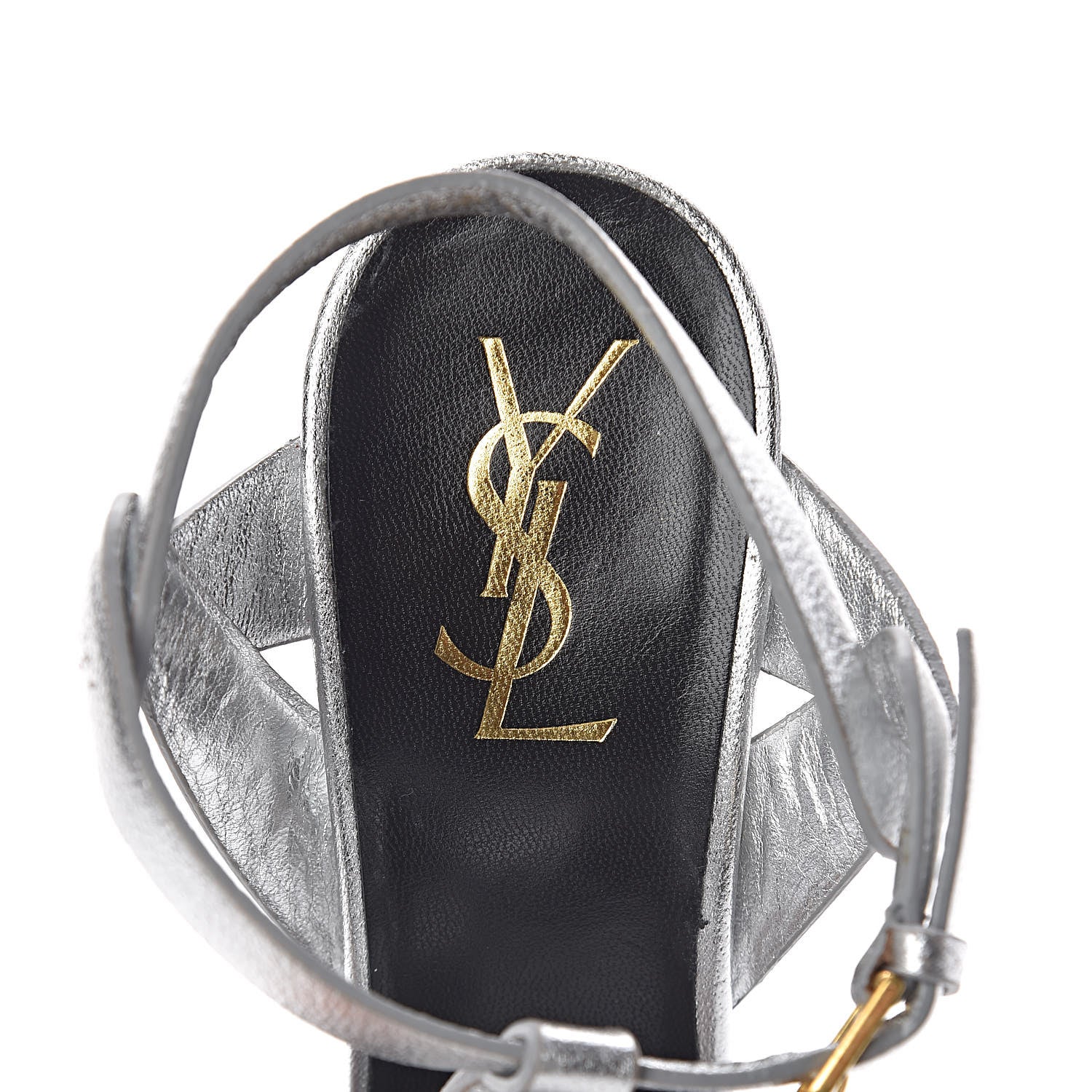 Saint Laurent Metallic Calfskin Tribute 105 Platform Sandals 38 Silver 7 of 7