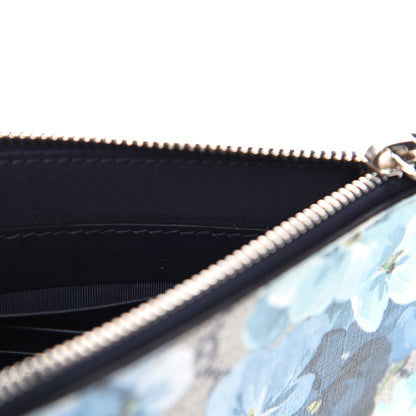 Gucci GG Supreme Monogram Blooms Small Zip Wristlet Pouch Beige Blue Black 7 of 7