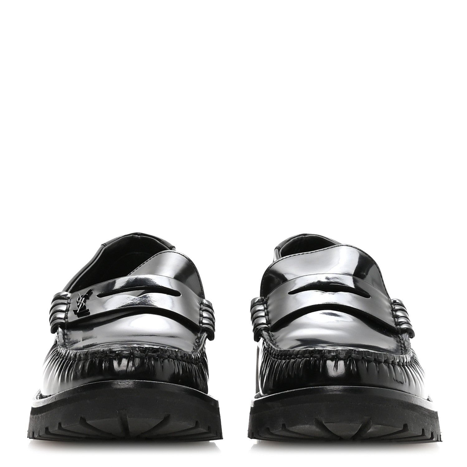 Saint Laurent Glazed Calfskin Le Loafer 15 Penny Slippers 39 Black 3 of 8