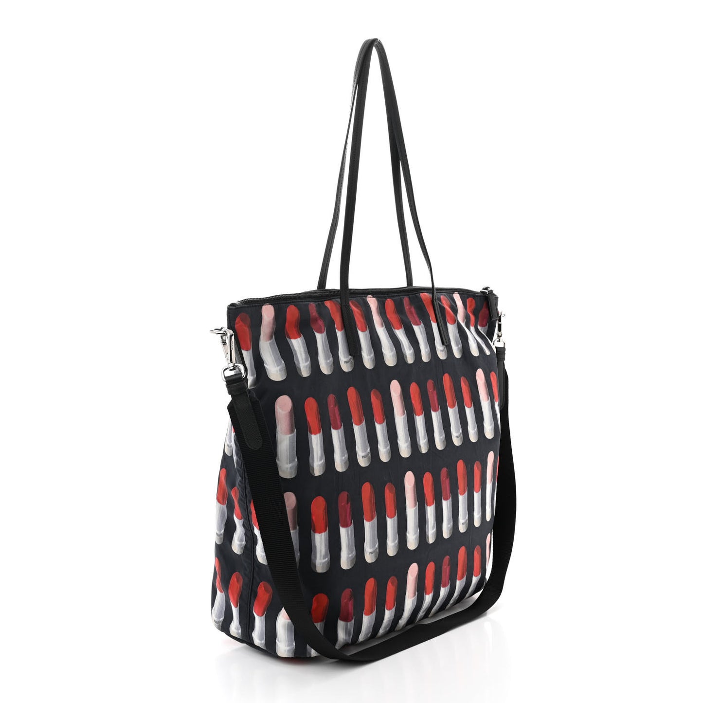 Tessuto Nylon Saffiano Lipstick Print Tote