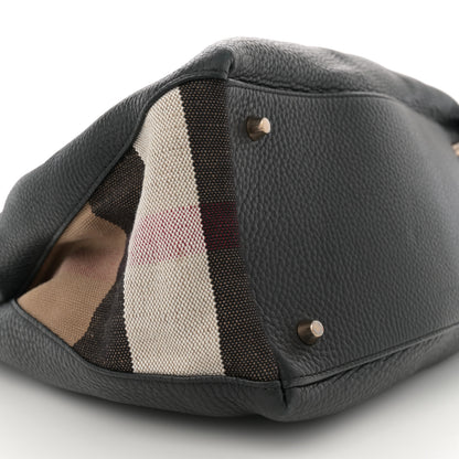 Burberry Grainy Calfskin House Check Medium Maidstone Black 8 of 12