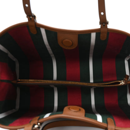 Gucci GG Supreme Monogram Emblem Medium Tote Bag Beige Dark Brown 5 of 9