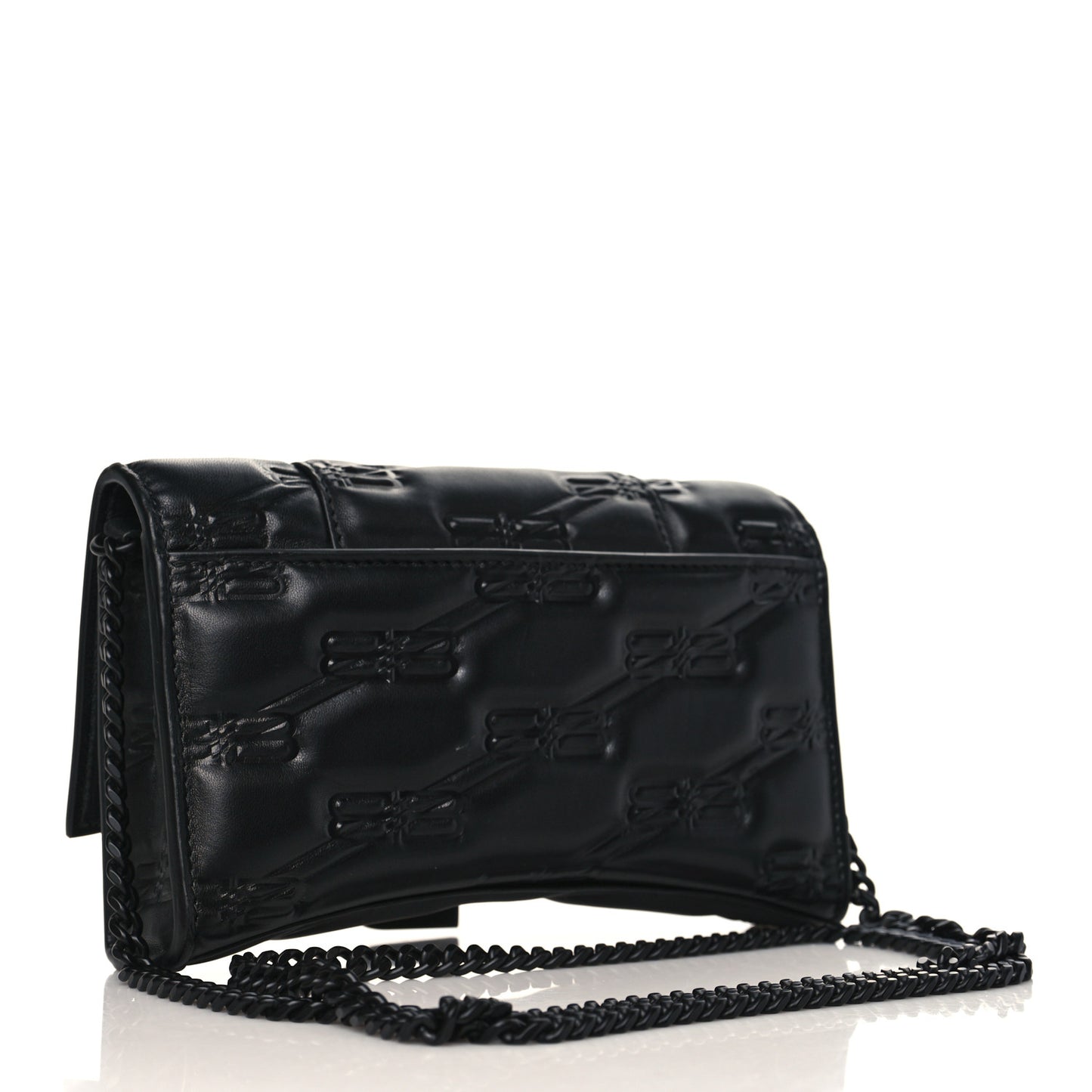 Nappa BB Monogram Embossed Hourglass Chain Bag Black
