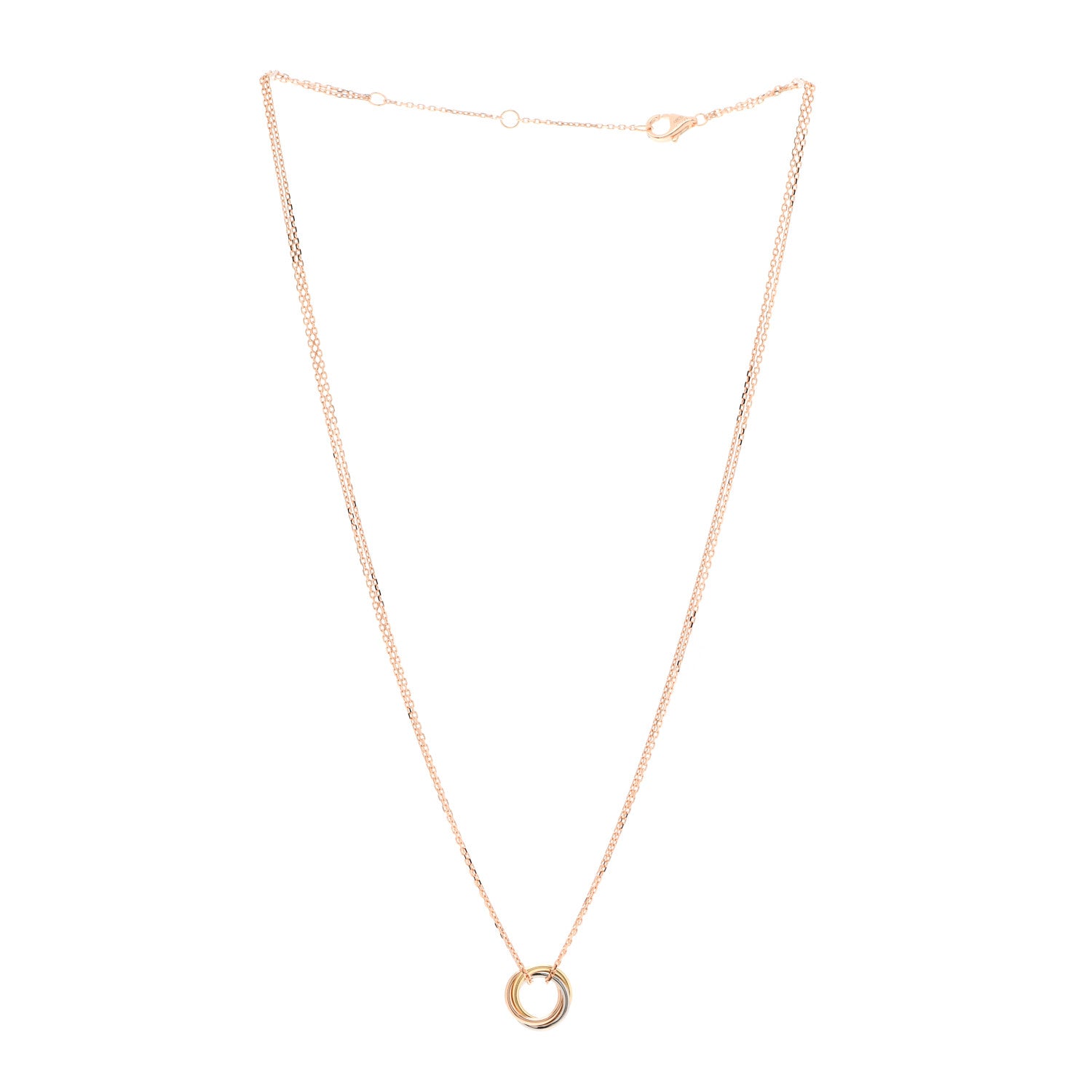 Cartier 18K Pink Yellow White Gold Trinity Double Chain Pendant Necklace 3 of 6