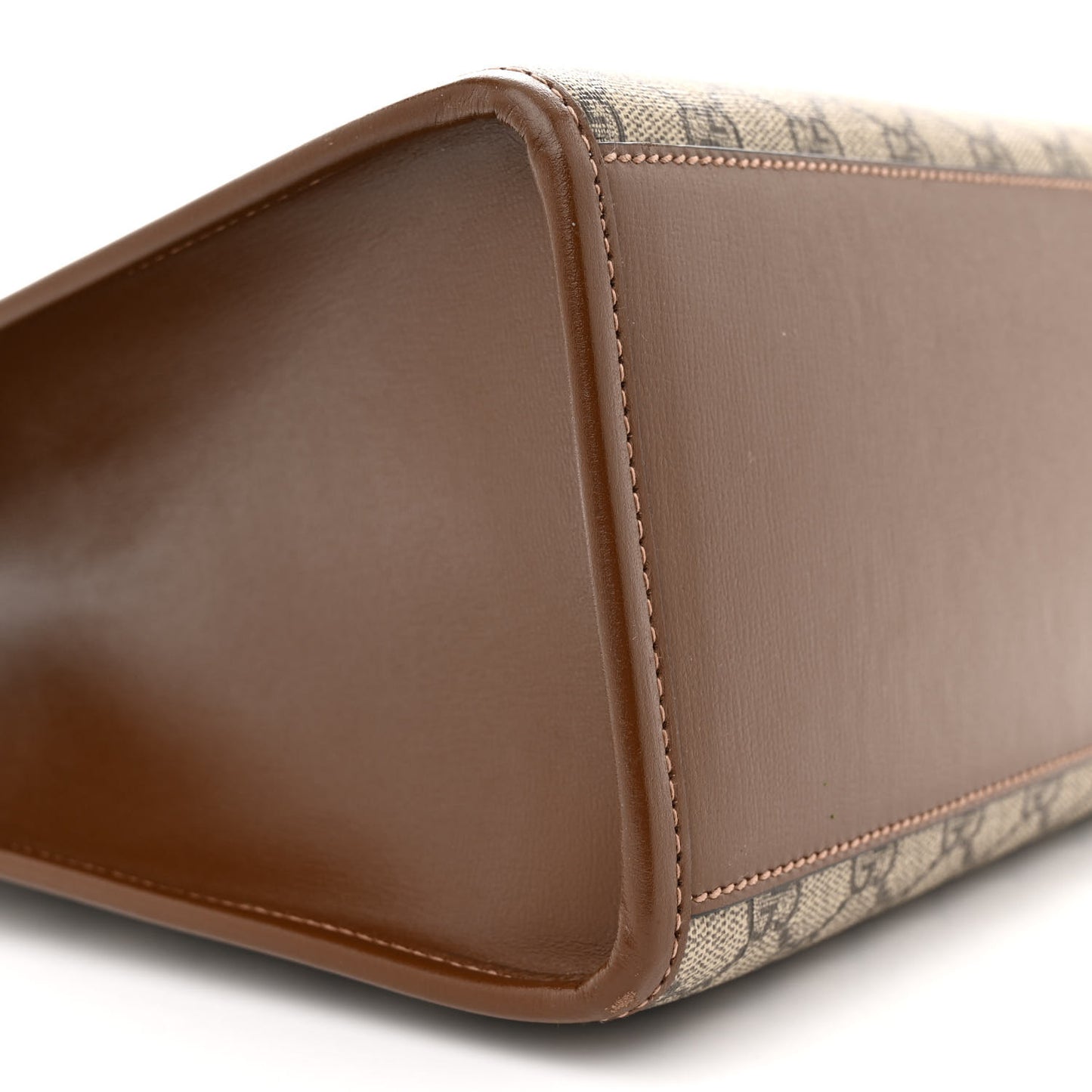 GG Supreme Monogram Azalea Calfskin Small Retro Interlocking G Tote Bag Beige Ebony Brown Sugar