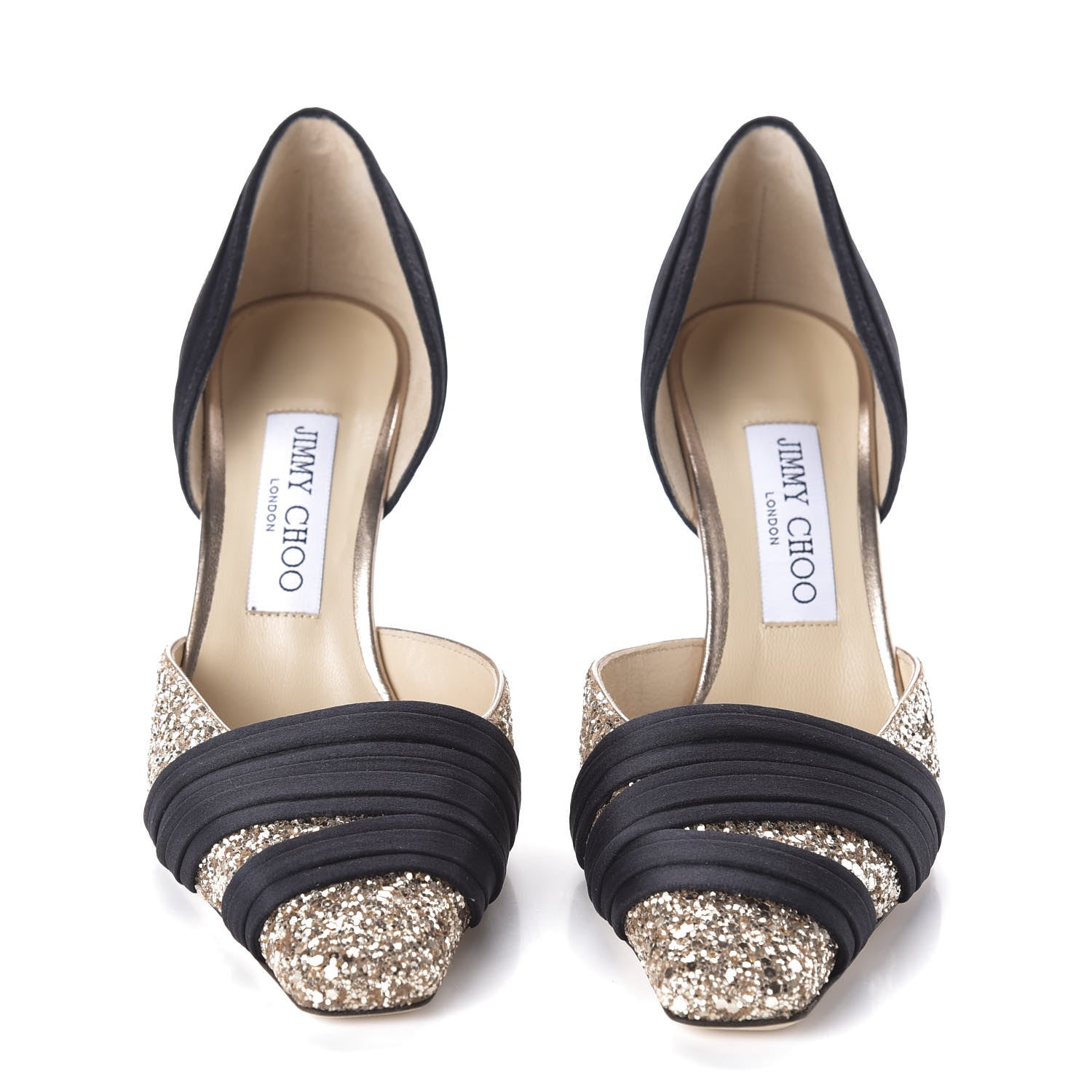 Jimmy Choo Glitter Lyrin 85 D'Orsay Pumps 37 Black Gold 2 of 7