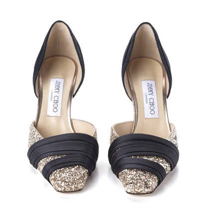 Jimmy Choo Glitter Lyrin 85 D'Orsay Pumps 37 Black Gold 2 of 7