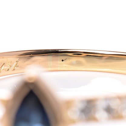 Cartier 18K Yellow Gold Blue Sapphire Diamond Ring 57 8 6 of 7