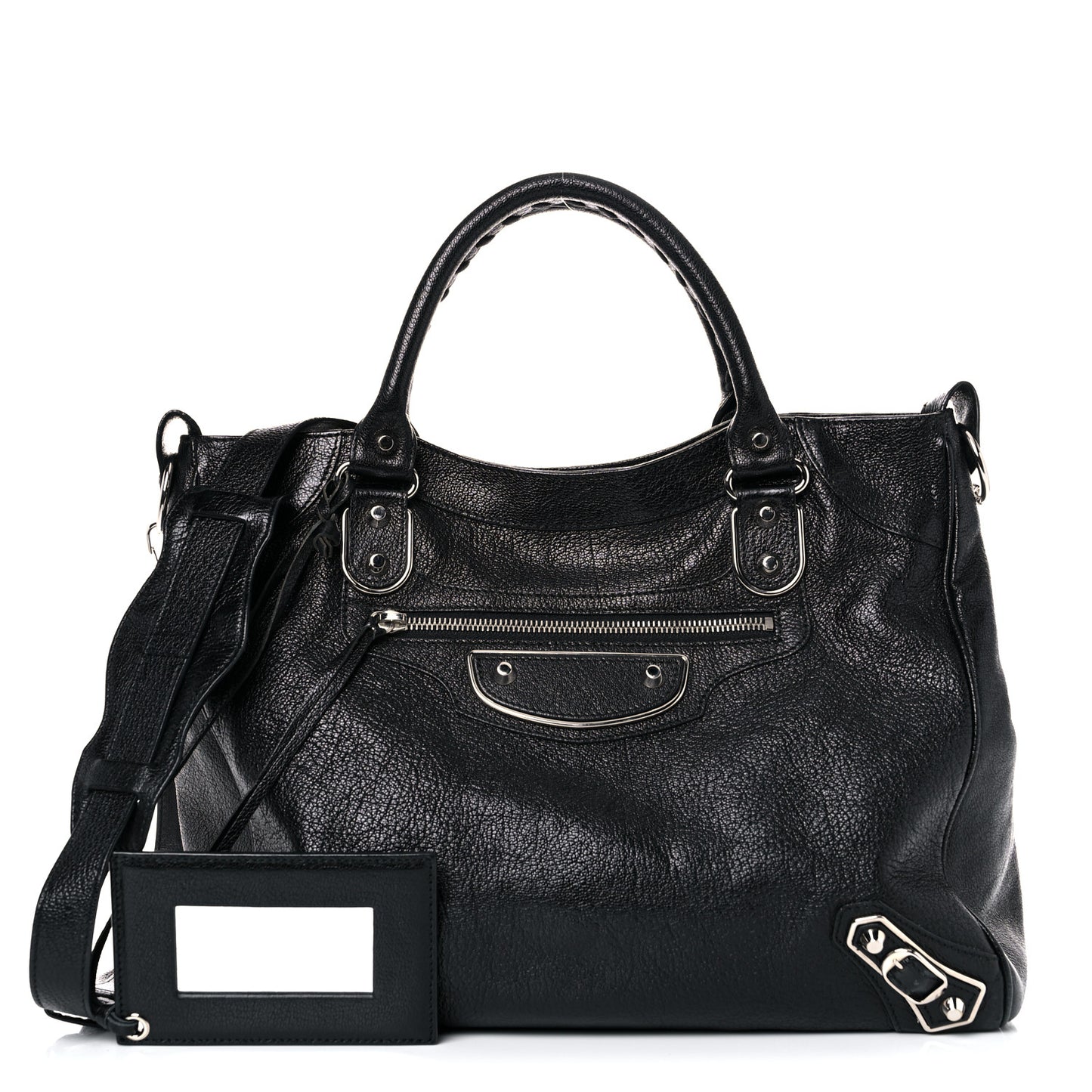 Chevre Silver Metallic Edge Hardware Velo Black