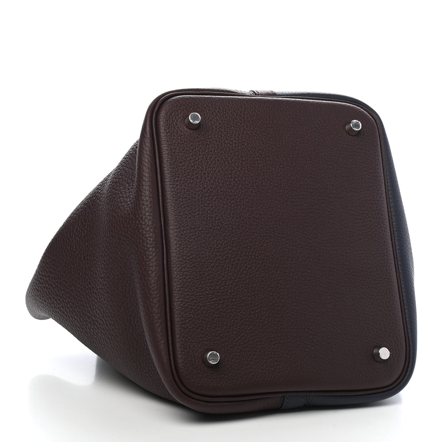 Hermes Taurillon Clemence Casaque Picotin Lock 22 MM Bleu Nuit Framboise Rouge Sellier 4 of 9
