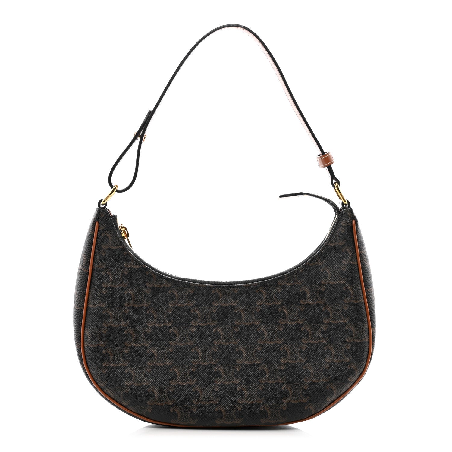 Celine Triomphe Canvas Calfskin Ava Shoulder Bag Tan 1 of 10