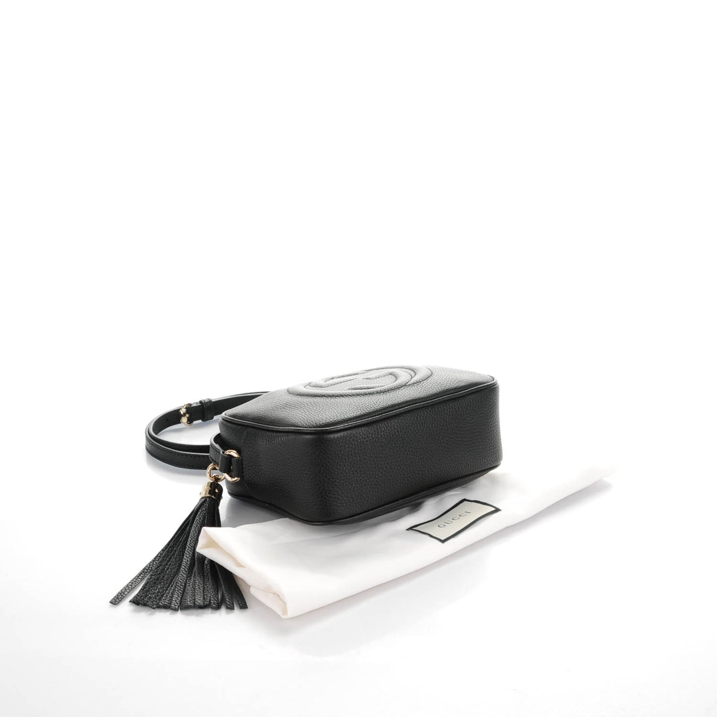 Pebbled Calfskin Small Soho Disco Bag Black