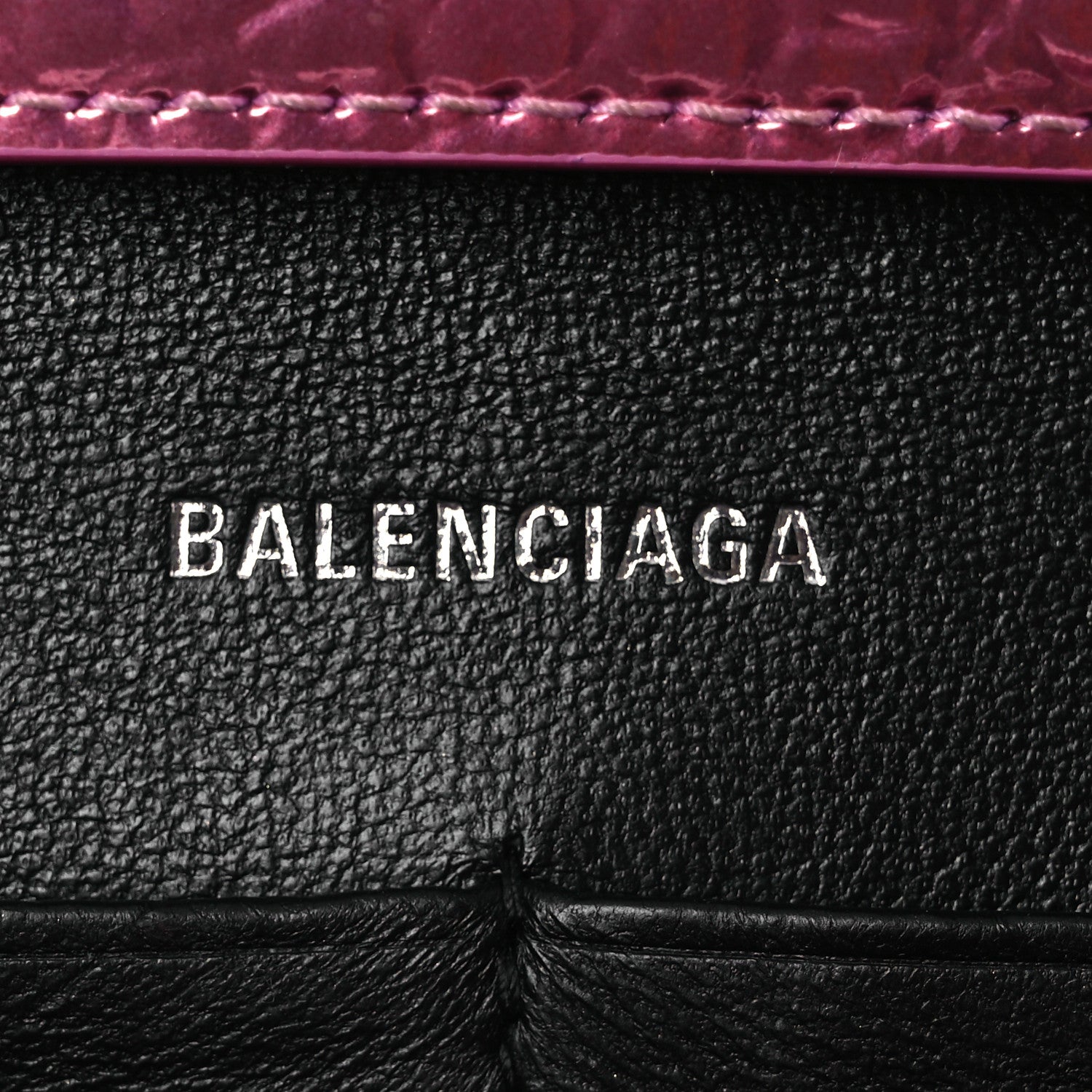 Balenciaga Metallic Shiny Calfskin Crocodile Embossed Hourglass Chain Bag Pink 10 of 18