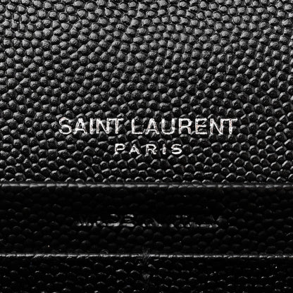 Saint Laurent Grain De Poudre Matelasse Chevron Monogram Chain Wallet Black 7 of 15