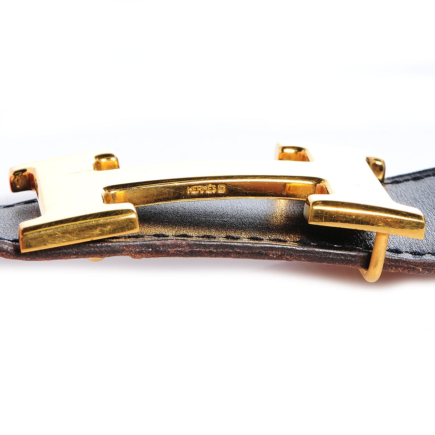 Box Togo Reversible Polished Constance 32mm H Belt 70 Noir Gold