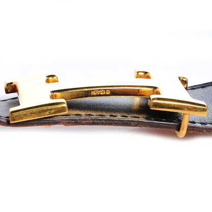 Hermes Box Togo Reversible Polished Constance 32mm H Belt 70 Noir Gold 6 of 6