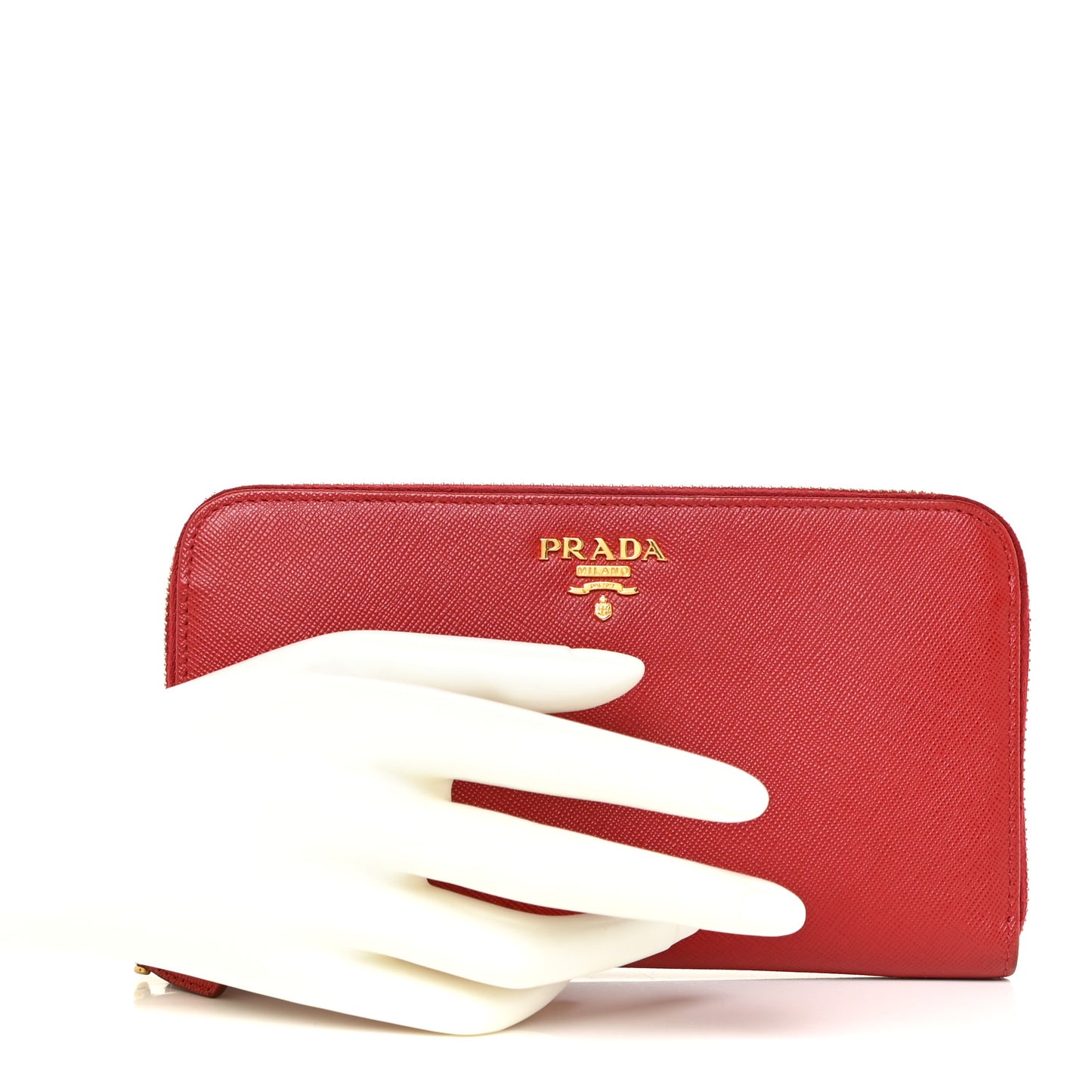 Saffiano Metal Zip Around Wallet Fuoco