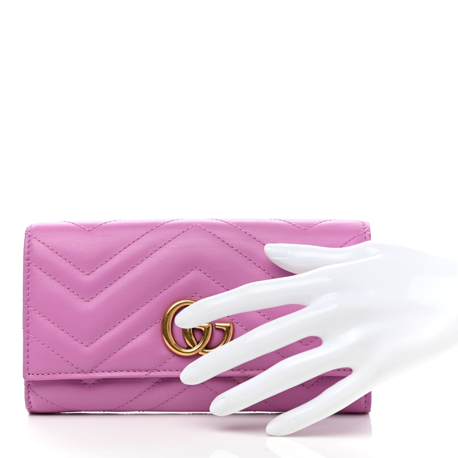 Gucci Calfskin Matelasse GG Marmont Continental Wallet Candy Mousse 2 of 8