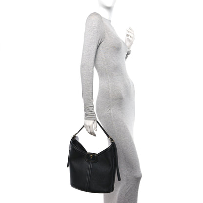 Valentino Garavani Grainy Calfskin Vertical Hobo Bag Black 2 of 9