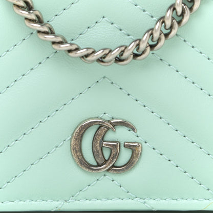 Gucci Calfskin Matelasse GG Marmont Mini Wallet On Chain Water Green 9 of 10