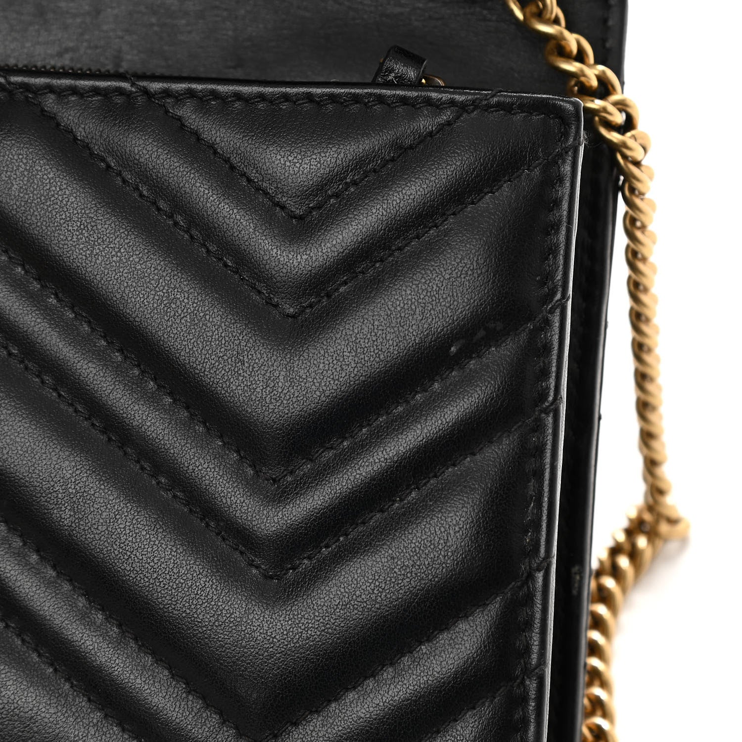 Gucci Calfskin Matelasse GG Marmont Chain Wallet Black 9 of 13